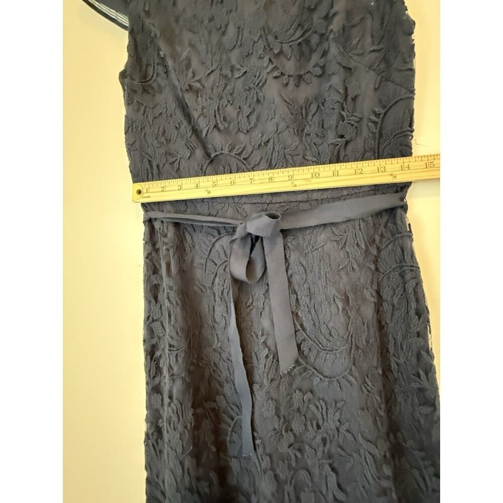 Adrianna Papell Lace Fit & Flare Dress Navy Blue women tie lance luxury size 6 - Picture 4 of 12